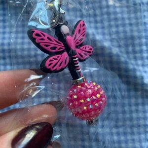 Pink Dragonfly Keychain Charm
